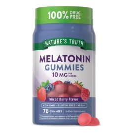 Melatonina 10 mg Gomitas Veganas Nature's Truth Sabor Frutos Rojos 70 Uds