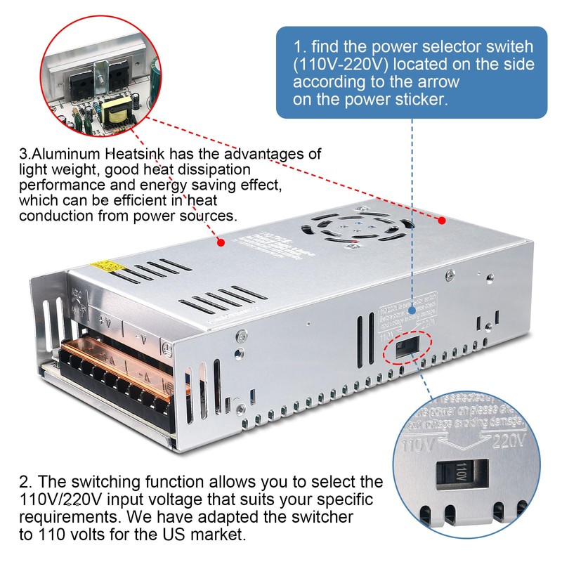 HPMN 5V 60A DC Power Supply 110-220V AC to DC