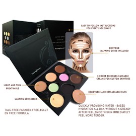 Youngfocus Cosmetics Cream Contour Best 8 Colors and Highlighting Makeup Kit - Contouring Foundation/Concealer Palette - Vegan, Cruelty Free & Hypoallergenic - Step-by-Step Instructions Included