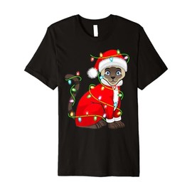 Siamese Cat Christmas Lights Santa Costume Cute Animal Xmas Premium T-Shirt