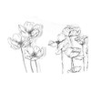 arrietty craft Beautiful Blooming Poppies Artistic Sketch Flowers Clear Stamps