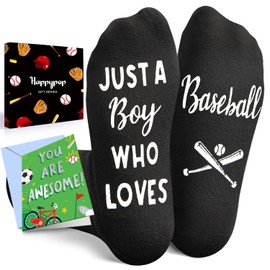 HAPPYPOP Baseball Gifts for Boys - Gifts for Kids Who Love Baseball, Kids Boys Socks with Greeting Card