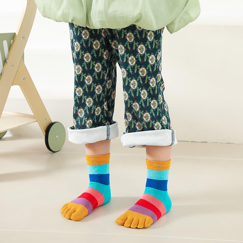 2 Pairs Cotton Five Finger Toe Socks Athletic Running Casual