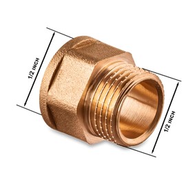 Adapter Nipple 1/2" male x 1/2 “ female - Brass Adapter 0,5 inch x 0,5 inch female