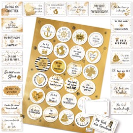 Logbuch-Verlag 20 mini Karten mit Sprüche klein mit Aufkleber Liebe Freundschaft Geschenkaufkleber Geschenk-Set