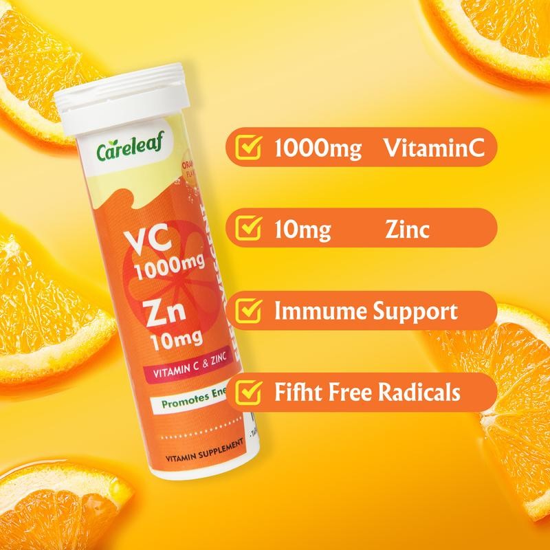 Careleaf Vitamin C 1000mg with 10mg Zinc Effervescent Tablets –