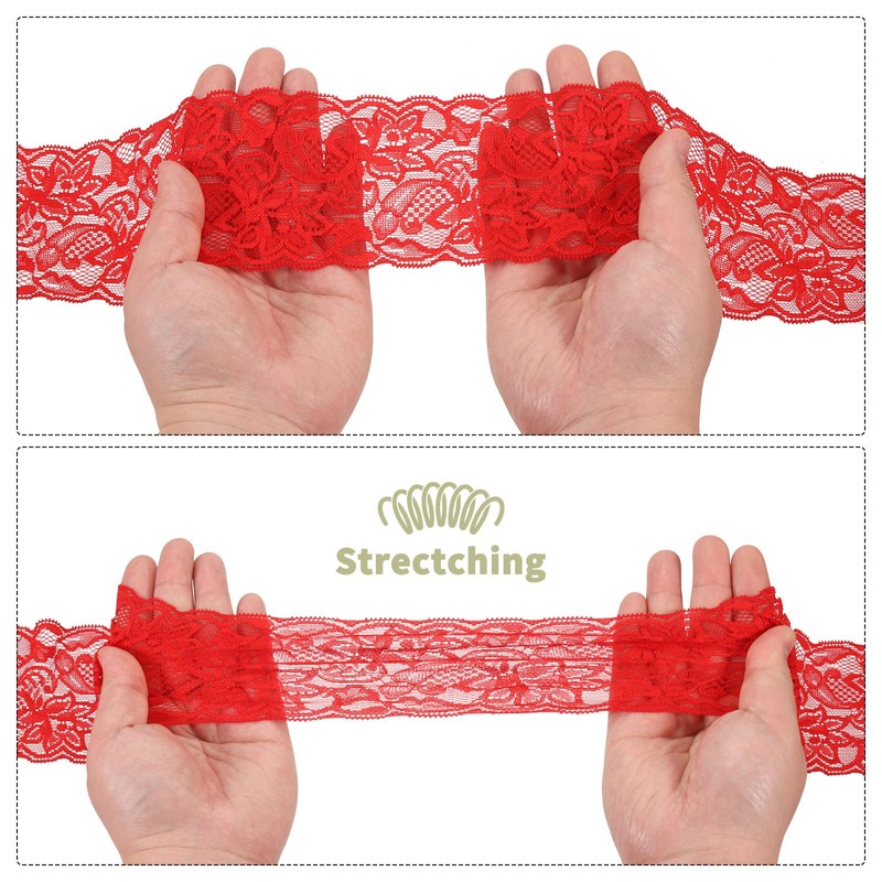 MECCANIXITY 6 Inch Wide 5 Yard Lace Ribbon Floral Pattern