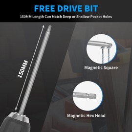 Pocket Hole Screws 1-1/2 Inch, FIXLINK Pocket Screws #8 X 1-1/2", 125 PCS, Zinc Coated Pocket Hole Screws for Outdoor, Square Drive, 150MM Drive Bit Included