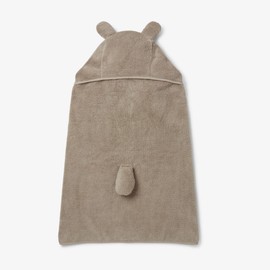 MORI Baby Boys and Girls Hooded Bear Kids Towel in Taupe - 100% Organic Cotton Unisex Infant Soft Blanket - Absorbent and Long Lasting - 100 x 88 cm