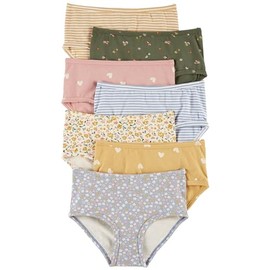 Carter's Girls' Little 7-Pack Underwear, Floral/Stripes/Hearts, 4-5T