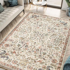 Keen Home Design 6x9 Rug - Machine Washable Area Rug with Non-Slip Backing, Ideal for Living Room, Dining Room, Bedroom - Vintage, Easy Clean, Durable, Low Pile Rug - (6' x 9')