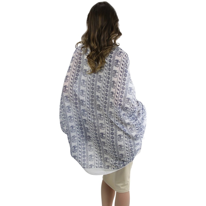 ToBeInStyle Women's Elephant Tapestry Print Scarf - Navy