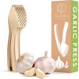 Oliver's Kitchen ® Premium Garlic Press – Handy & Easy to Clean – Crushes Garlic & Ginger Effortlessly (No Peeling Necessary) – Extra Strong & Durable