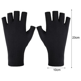 Lufdegim 1 Pair of UV Nail Gloves, Fingerless Manicure Gloves for Women, Fingerless Mitten UV Glove 23 x 10 cm, Professional Manicure Gloves (Black)