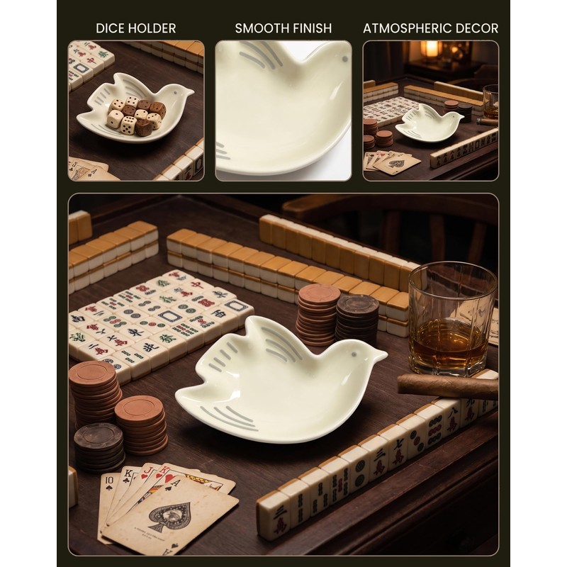 Bird Shaped Ceramic Mahjong Dice Tray,American Mahjong Dice Chip Tray