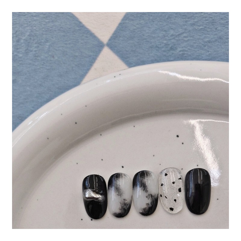 [Sl&Sl Nail Tips] ⚫Black chic nails⚫ - Short nose pin