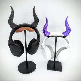 BeamTeam3D Spiky Devil Horns for Headphones - Demon Headphone Attachment in Various Colors with Self Fastener - Cosplay Devil Ears for Gamers and Streamers (Set of 2) (Silk Dark Purple)