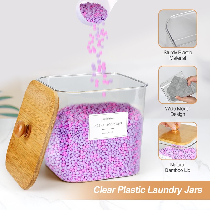 COAZEX 3 Pack Plastic Laundry Pods Container & Dryer Sheet