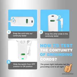 GRUENERDE Grounding Tester Kit Use to Test The Continuity and Effectiveness of Grounding Sheets, Pillowcases, Mats, Sheets, Pads with 15ft Grounding Cord and Instruction
