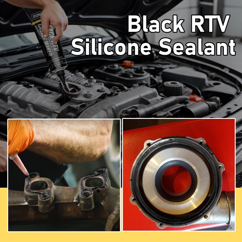 LOCBONDSO Black RTV Silicone Sealant, Silicone Gasket Maker, High Temp