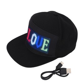 LED Display Screen Color Editing Programmable Hat Programmable LED Cap for Outdoor Concerts Baseball Bars Clubs Holiday Parties Black