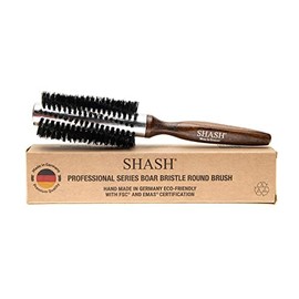 Handmade in Germany since 1869 Round Hair Brush - Shaped Boar Round Hairbrush, Professional Blowing and Styling Hairbrush, Sustainable Beech Wood (Medium)