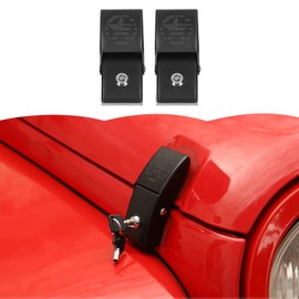 JWWY for Jeep Wrangler Hood Latches Aluminum Stainless Steel Hood Catch Latches Fastene with Lock Kit Fit for Jeep Wrangler JK/JKU 2007-2017, JL/JLU 2018-2024 & Jeep Gladiator 2020-2024,4XE Star Flag