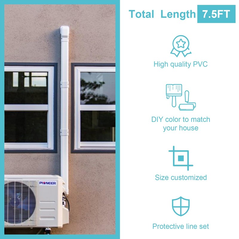KLOLKUTTA Mini Split Line Set Cover, 4” 7.5 Ft PVC