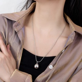 925 Sterling Silver Necklace for Men Women Silver Round Bead Pendant Small Bell Necklace Fashion Jewelry Gift for Women Wife Mom Bead Chain 18-34 Inch (30 inch, Bead Chain)