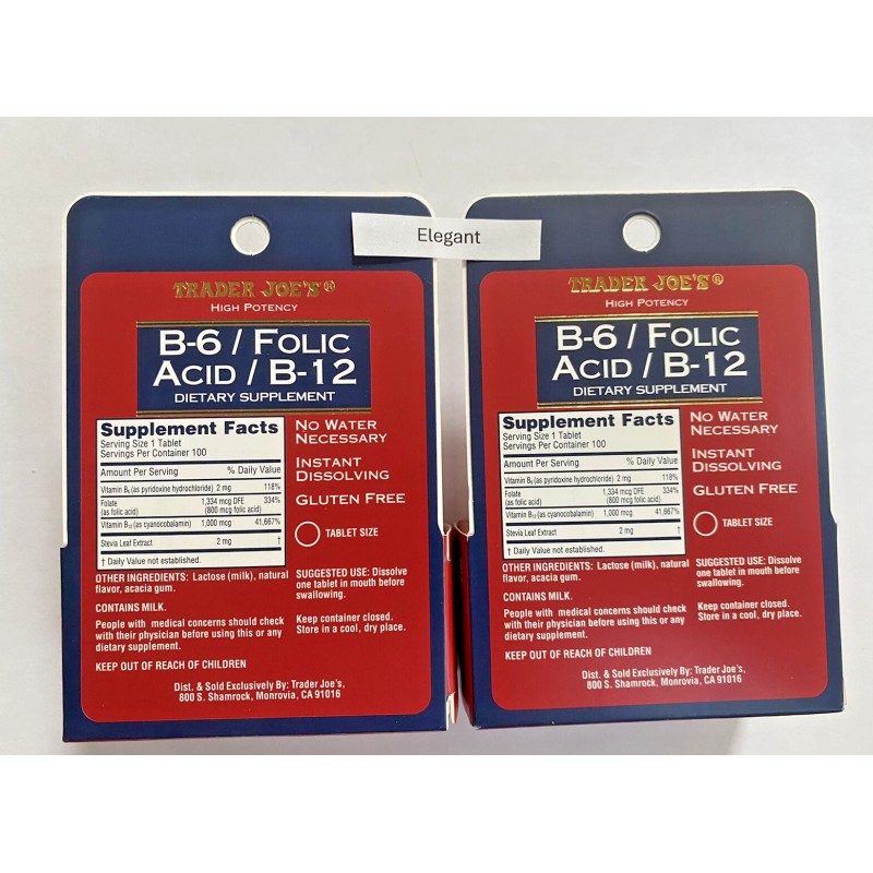 Trader Joe's 2 Pack Trader Joe's B-6 Folic Acid B-12