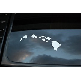 Hawaiian Islands Sticker Vinyl Decal Choose Your Color & Size!! Hawaii Aloha (V210) Hang Loose (6" X 2.5", White)