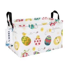 ONOEV Rectangular Folding Laundry Basket,waterproof Canvas Basket,gift basket,Suitable for children's room,Office,Clothes,Toys Storage(Easter Eggs)