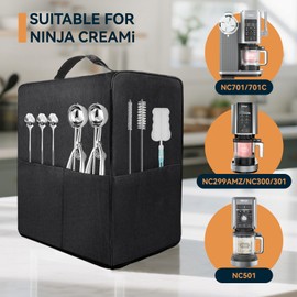 Ice Cream Machine Dust Cover for Ninja NC701 Swirl by CREAMi Ice Cream and 16oz Soft Serve Maker, Heat-Resistant Waterproof 600D Dust Cover with Storage Bag, 1 Microfiber Cloth (Random Color)