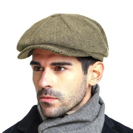 Fashion Men’s Classic Newsboy Gatsby Hat Blend Wool Vintage Flat Ivy Cabbie Cap Boyfriend Gifts(Medium/Large/X-Large), Cross Color Herringbone, 7-7 1/4