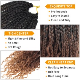 Datanala Goddess Box Braids Crochet Hair 8Packs 18Inch Boho Box Braids with Curly Ends Bohemian Crochet Braids for Black Women Synthetic Goddess Braids Crochet Hair (1B/33/30#, 18inch)