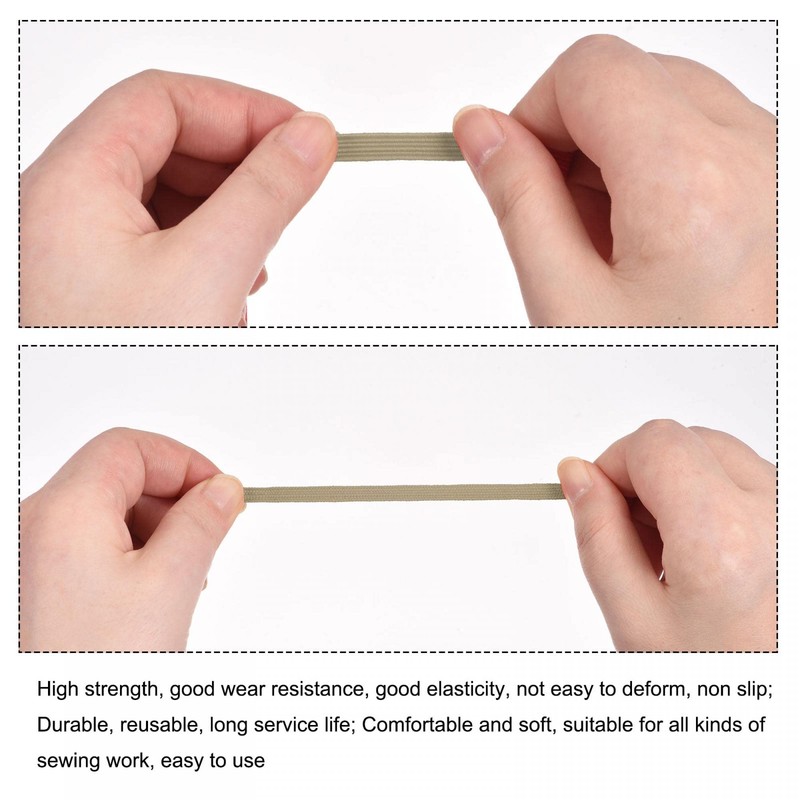 sourcing map Flat Elastic Cord for Sewing 1/8 inch 3mm