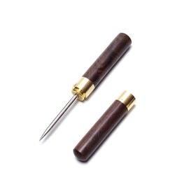 Ebony Ice Pick Stainless Steel Wooden Handle with Cover for Kitchen Bar Bartender Picnic Camping Restaurant Goods Land Ice Pick Ice Breaking Wood Cocktail Camping BBQ with Protective Cap (S, Black Wood)