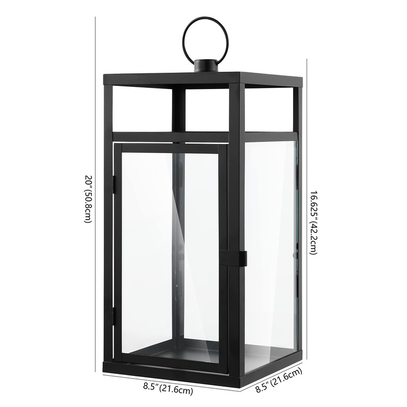 SAFAVIEH Lighting Collection Fraleigh Black/Clear Glass Decorative Outdoor Lantern