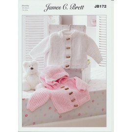 James C Brett Baby Jackets Knitting Pattern (JB172) Size : 36 - 56cm / 14 - 22inches