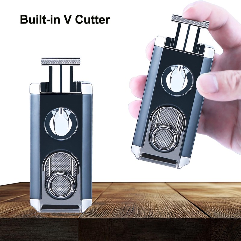 Reetsing Windproof Triple Jet Flame Torch Lighter with Stand –