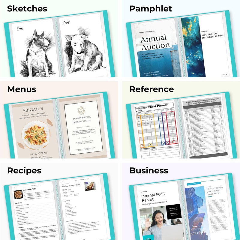 Dunwell Small Presentation Book 5.5x8.5 (2-Pack, Aqua), 24 Pockets Display