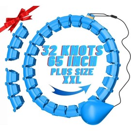 65inch 32 Knots Plus Size Quiet Weighted Hula Infinity Fitness Detachable Hoops Smart Silent Infinity Hula for Women 2 in 1 Waist and Abdominal Workout Hoop - Color: 32k-Blue, Size: 65inch