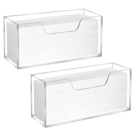 2 Pack Acrylic Paper Towel Holder, 10.8”x5.1”x4.1” Clear Rectangular Tissue Dispenser with U-Shaped Opening Countertop Napkin Dispenser for Z-fold, C-fold, Trifold, for Bathroom, Kitchen, Restaurant