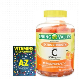 Spring Valley Extra Strength Vitamin C, 500 mg Vegetarian Gummies, 120 Count + Better Guide Vitamins Supplements Book Free Cannot BE Sold Separately