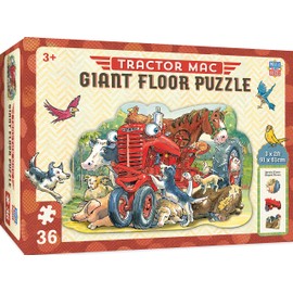 MasterPieces Floor Puzzle - Jumbo Size 36 Piece Jigsaw Puzzle for Kids - Tractor Mac Farm Shaped Puzzle - 3ftx2ft