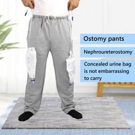 FSUHHIAD Catheter Leg Bag Pants, Urine Bag Holder Pants, Catheter Leg Bag Holder for Men & Women, Catheter Urine Drainage Bag Holder with Zippered Pockets to Hold 2000ml Catheter Bags Gray