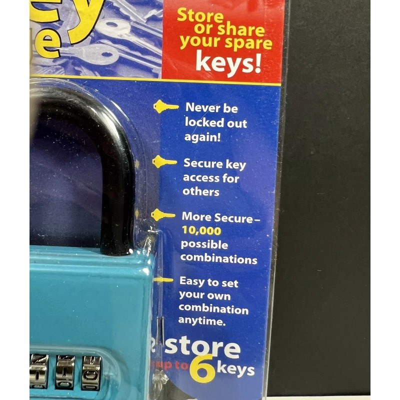 ShurLok SL-100W 4-Dial Numbered Key Storage Combination Lock Box, Blue