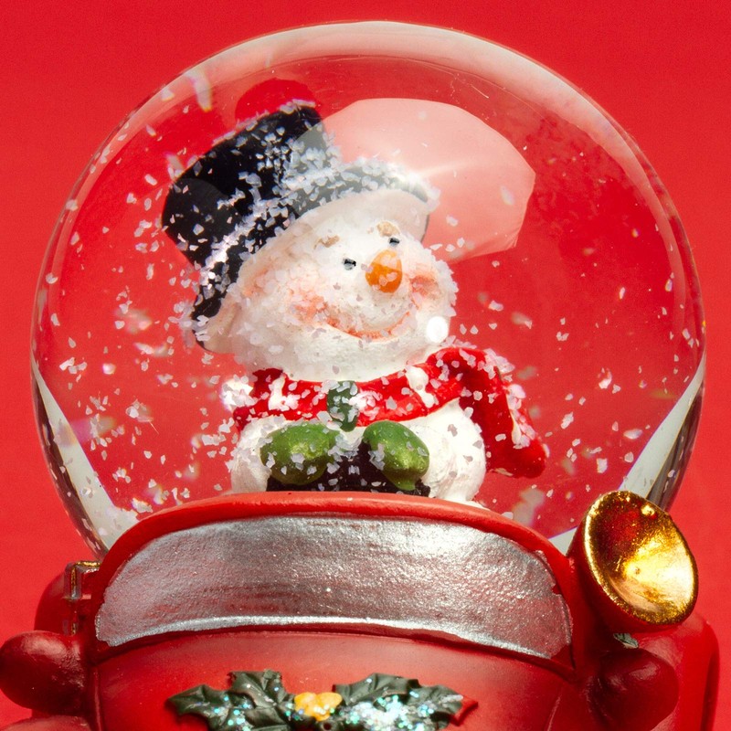 SIKORA SK04 Small Glass Decorative Snow Globe Snowman in Car