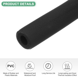 M METERXITY Pipe Insulation Foam Tube, 5/8"(16mm) ID x 6Ft Pipe Cover Wrap Roll, Hollow Pipe Cover for AC Unit/Guitar Stands/Exercise Machine Handle/Roof Rack [Black]