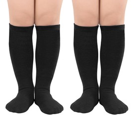Zando Youth Black Soccer Socks Black Knee High Socks for Girls Cotton Long Black Socks Boys Dress Socks Youth Athletic Tube Socks School Uniform Socks 10-12 Years Black 2